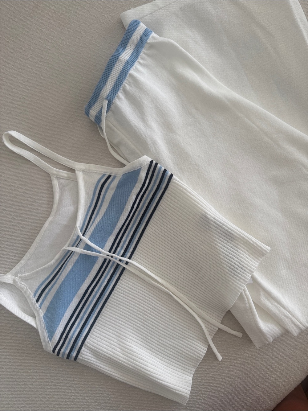 White Ribbed Tank & Pant Lounge Set